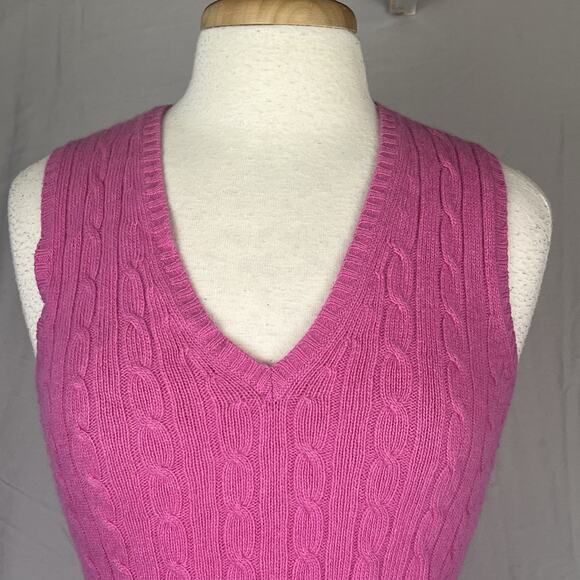 J Crew Pink CableKnit Sweater Vest Womens Small Merino Wool Preppy Schoolgirl - Picture 4 of 9